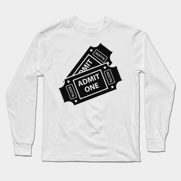 Admit One Movie Ticket Print Long Sleeve T-Shirt by Auto-Prints